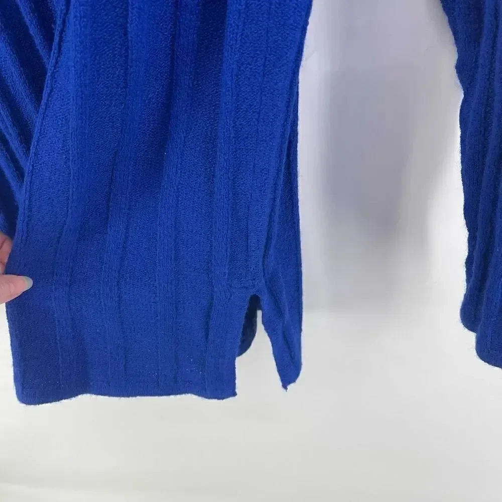 Casual Corner vintage Knit Long Sleeve Pullover Sweater Royal Blue Size Medium